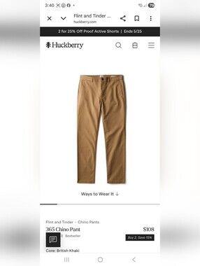 Flint and Tinder 365 Tan Trousers